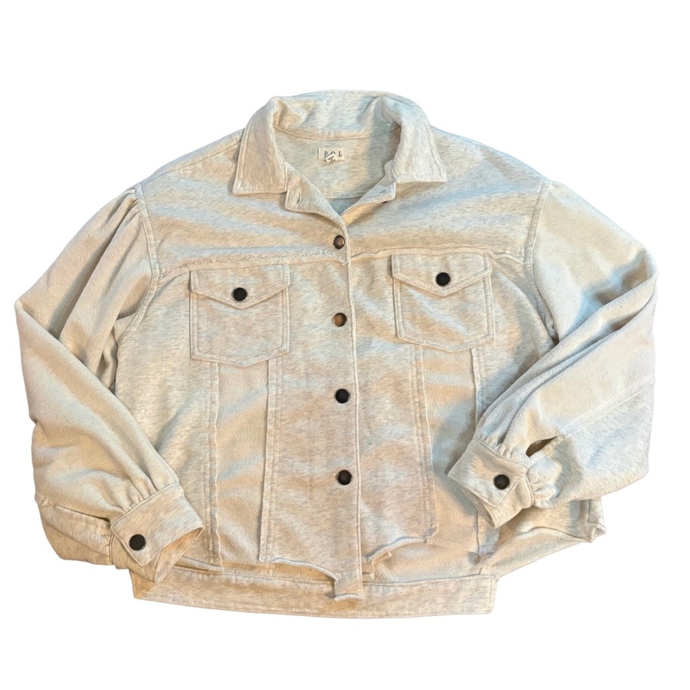 POL Distressed Light Heathered Gray French Terry Knit Fabric